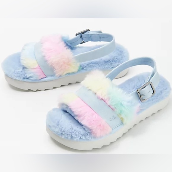 Koolaburra by UGG Women’s Adjustable Slide Sandals Fuzz'd Out Pastel New W/O Box - Picture 1 of 10